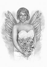 Load image into Gallery viewer, Black & White Portrait with Angel Wings