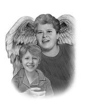 Load image into Gallery viewer, Black & White Portrait with Angel Wings