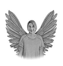 Load image into Gallery viewer, Black & White Portrait with Angel Wings