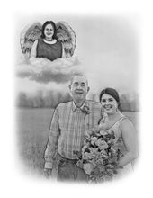 Load image into Gallery viewer, Black & White Portrait with Angel Wings