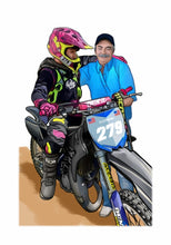 Load image into Gallery viewer, Color portrait with large object - Man and grandad drawn with crosser - colour portrait - drawings and portraits from your photos - drawking.com - DrawKing