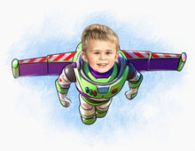Load image into Gallery viewer, Colour drawing as a character - Boy as buzz from toy story - drawings and portraits from your photos - - drawking.com - DrawKing