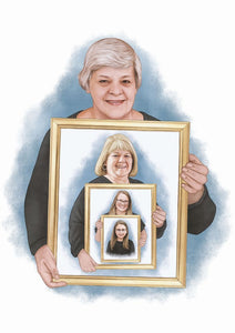 Color "Frame within Frame" Generational Portrait